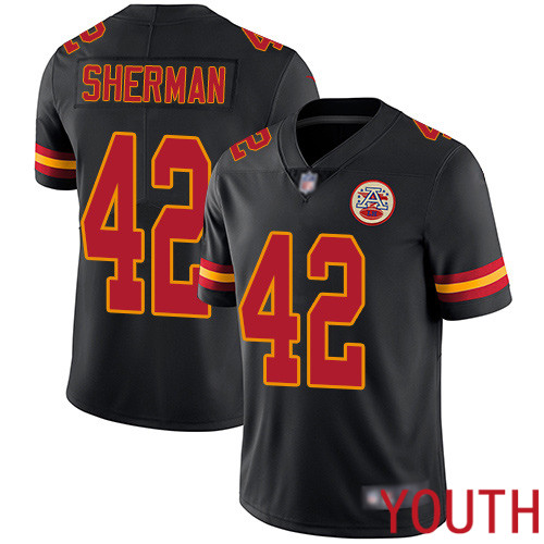 Youth Kansas City Chiefs 42 Sherman Anthony Limited Black Rush Vapor Untouchable Nike NFL Jersey